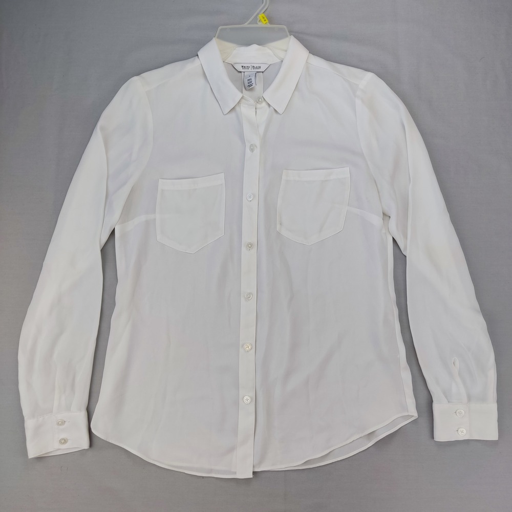 White House Black Market Shirt Womens 8 White Button Down Long Sleeve Pockets